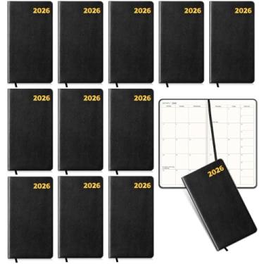 Imagem de Zhanmai 12 peças 2024-2025 calendário de bolso para bolsa 10 cm x 17,8 cm agenda pequena semanal e mensal Agenda Agenda A6 com capa macia de couro de novembro de 2024 a dezembro de 2025 (capa preta)