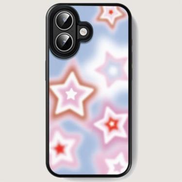 Imagem de Capa de telefone para iPhone 16 - bonita, moderna, estética, padrão de designer, proteção rígida - serve para Apple iPhone 16 para mulheres e homens (estrela, iPhone 16)