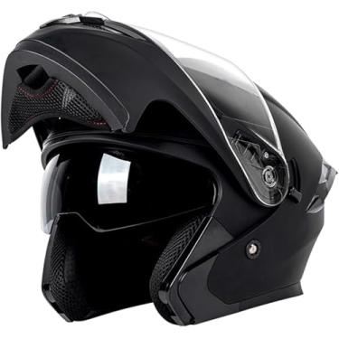 Imagem de Capacete De Motocicleta Modular, Capacete De Motocicleta Facial Flip Up Com Capacetes De Viseira Dupla Su, Capacetes Aprovados Pelo Dot/Ece Capacete De Motocicleta Leve Compacto, D, L=59-60cm
