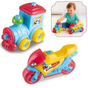 Imagem de Kit 2 Carrinhos Brinquedo Infantil Educativos Divertido Kids Monta Des