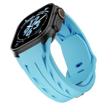 Imagem de Pulseira masculina de silicone esportiva compatível com Apple Watch Ultra 2/1 de 49 mm, pulseira de borracha supercarro luxuosa para iWatch séries 10 de 46 mm, 9/8/7 de 45 mm, SE2/SE 6/5/4 de 44 mm, 3