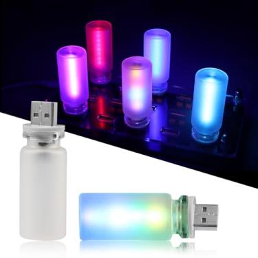 Imagem de GSOWO Luz ambiente de LED para interior de carro USB – Luz de humor com controle de toque com 7 modos de cores, mesa de cabeceira, faixa de luz LED regulável para carro, acampamento, festa – portátil