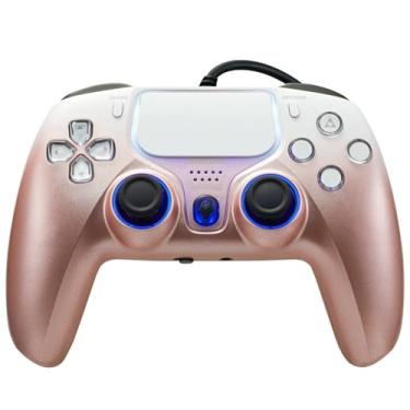 Imagem de NBCP Wired PS5 Controller, Turbo, Hall-Effect Triggers, Dual Vibration, 6-Axis Gyro, 10ft Cable –Gamepad Compatible with PS5/PS4/PC/Steam – Rose Gold Color