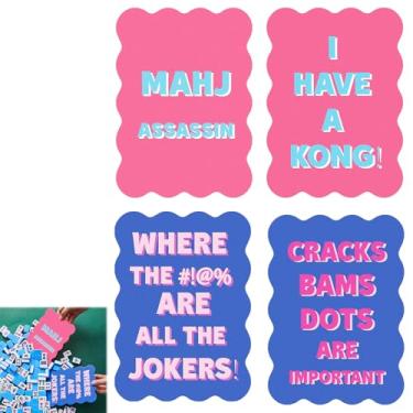 Imagem de Soulchen 4 Pcs Mahjong Tile Mixer Shufflers for Mixing and Shuffling Tiles Plastic Mahjong Accessories Gifts for Lovers Games Decorative Wavy Edge & Printed Design (Pink & Blue Style)