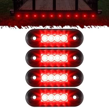 Imagem de Partsam 4 peças de luzes LED vermelhas de 8,6 cm, luzes marcadoras de montagem em superfície para trailer, caminhonete, trailer, motocicleta, trator, carrinho de golfe, IP67 à prova d'água