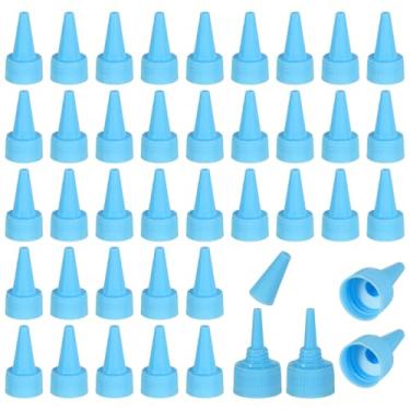 Imagem de PATIKIL 24/410 tampas giratórias, 100 peças de tampas de substituição de garrafa de plástico com junta de espuma para tampas de tinta, distribuição de cola, artesanato faça você mesmo, azul