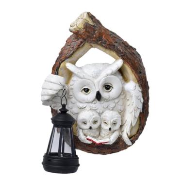 Imagem de Generic Estátua de animal com ornamento de lanterna solar, escultura de resina para jardim, gramado, pátio externo