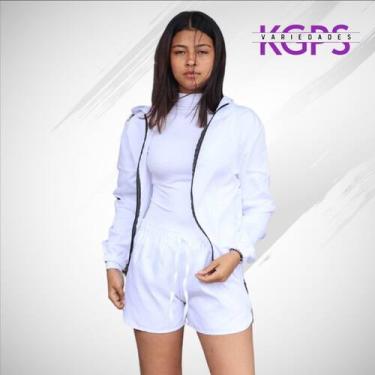 Imagem de Conjunto Jaqueta Corta Vento e Short Curto Tecido Tactel - Branco - Co