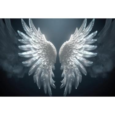 Imagem de YongFoto Fundo de fantasia com asas de anjo, 3 x 1,5 m, faixa para festa de aniversário, casamento, chá de bebê, retratos artísticos, sessão de fotos, decoração de quarto, papel de parede