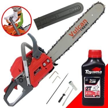 Imagem de Motosserra Profissional À Gasolina Vulcan VSL-550P 55cc 3,35HP 13.000rpm Alto Desempenho Ideal Para Desdobra de Madeira + ÓLEO TOYAMA 2T