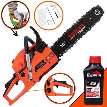 Imagem de Moto Serra Motosserra À Gasolina Vulcan VSL-450 45cc 2,3HP Sabre 16 Polegadas Ponta Rolante, Leve e de Alto Desempenho + ÓLEO TOYAMA 2 TEMPOS