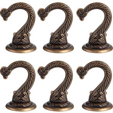 Imagem de 6 peças de ganchos de teto resistentes para pendurar plantas lustres, sinos de vento, ganchos para decoração de casa, escritório, cozinha (bronze)