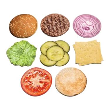 Imagem de Kit com 8 Porta Copos Hambúrguer Pão Carne Queijo Alface Cebola Tomate p/Lanchonete Food Truck