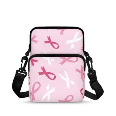 Imagem de Ecaestolph Bolsa tiracolo feminina pequena carteiro tiracolo bolsa transversal bolsa de armazenamento bolsa, Rosa conscientização do câncer de mama, One Size