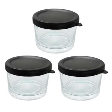 Imagem de Jogo Pote De Vidro 220ml 3 Peças Tampa De Plástico Colorida (Preto)