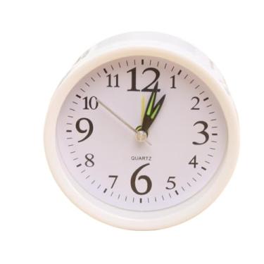 Imagem de Despertador De Cabeceira Redondo Ou Quadrado | RelóGio De Mesa AnalóGico Com FunçãO Snooze (Soneca) - Ideal Para Quarto E Casa(Branco Redondo)