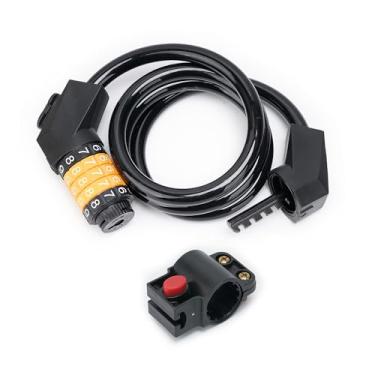 Imagem de Cadeado de bicicleta combinado – Cabo resistente para bicicletas elétricas, scooters e bicicletas, código reinicializável de 5 dígitos, segurança antifurto à prova de intempéries, modelo TT-EBIKE-T1