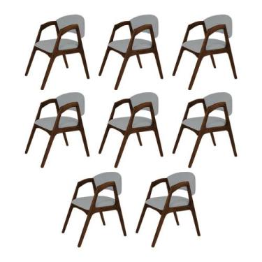 Imagem de Conjunto com 8 Cadeiras de Jantar Estofada Gabriela em Madeira e Mdf M