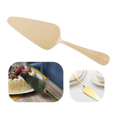 Imagem de Espátula de Bolo e Pudim Dourada Linha Positano 24cm Aço Inox Lyor Pre