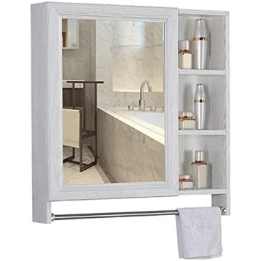 Imagem de AKALNNB Armário de espelho de banheiro montado na parede armário de toalha rack de banheiro montado na parede armário de banheiro porta dupla montado na parede
