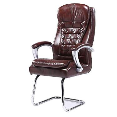 Imagem de Computador com encosto alto de couro PU arco de escritório estilo corrida de pés almofada dupla computador ergonômico para escritório sala de reuniões