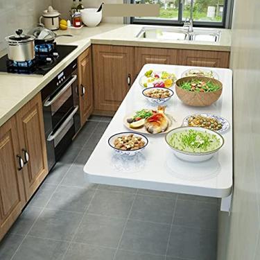 Imagem de XFNVXC Mesa de parede branca dobrável para computador, mesa de trabalho dobrável, mesa de bar de café da manhã, para escritório em casa/cozinha/lavanderia/garagem/bar no porão, design moderno