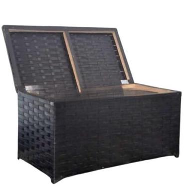 Imagem de Caixa Organizadora de Brinquedos com Tampa Articulada - Design Moderno em Tecido, Estrutura em Madeira e Pronta para Uso (preto)