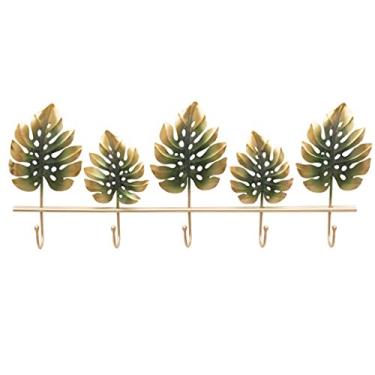 Imagem de Cabide de parede geométrico em forma de folha, cabide de parede criativo montado na parede, decoração de parede em estilo pastoral criativo, prateleira de armazenamento simples leve e luxuosa, suporte