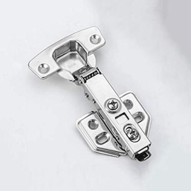 Imagem de Dobradiça de porta de armário de cozinha sem moldura de aço inoxidável 304, curva reta silenciosa hidráulica de 1,5 mm, dobradiça fixa para móveis