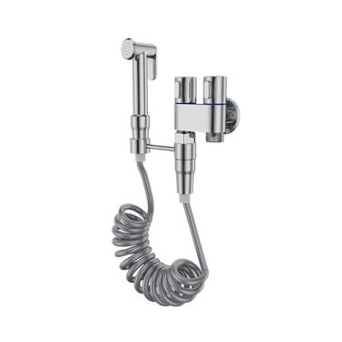 Imagem de ifgswopq Torneira de bidê de latão conjunto de pulverizador de bidê portátil para guindaste de vaso sanitário pulverizador portátil pulverizador de banheiro chuveiro higiênico cromado (cor: torneira