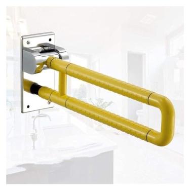 Imagem de AKALNNB Barra de apoio para banheiro, alça de banho, toalheiro de suporte dobrável, corrimão de parede em forma de U, corrimão de banheiro antiderrapante (natural 70 x 23,5 cm)
