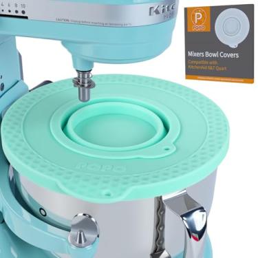 Imagem de Tampa de silicone compatível com batedeiras KitchenAid de 6 a 7 litros, tampa hermética com tigela pequena dobrável, proteção contra respingos, à prova de poeira, reutilizável, lavável na lava-louças