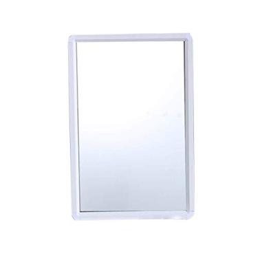 Imagem de Espelho de banheiro montado na parede espelho penteadeira grande decorativo parede metal ed retângulo pendurado para barbear 50 x 70 cm