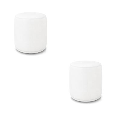 Imagem de Puff Redondo Orgânico para Sala kit 2 Malu Sintético Branco M11 - D'Rossi