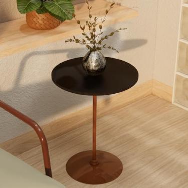 Imagem de Mesa Luna Lateral Minimalista, Tampo MDF, Base Aço Carbono Cobre, 35 cm x 45 cm (Preto)