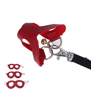 Imagem de RiToEasysports Conjunto de Arnês de Couro para Hamster, Colete de Nylon Durável para Animais de Estimação Com Sinos para Caminhada de Cobaia (Vermelho)
