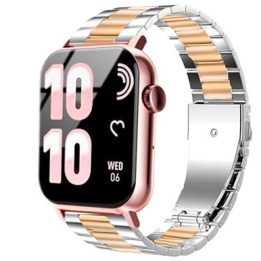 Imagem de Compatível com pulseiras de relógios inteligentes Trendia, pulseiras de substituição de aço inoxidável de liberação rápida compatíveis com relógios inteligentes Trendia TG09 de 1,8 polegadas (prata