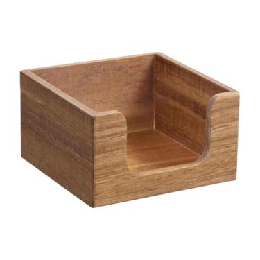 Imagem de predolo Porta-notas adesivas, porta-blocos autoadesivos, caixa para cartões de visita, dispensador de notas adesivas de madeira maciça rústica para mesa