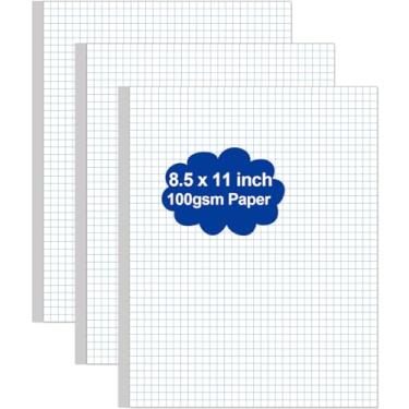 Imagem de (Pacote com 3) Papel milimetrado – Papel quadriculado não perfurado A4, 300 folhas/600 páginas, dupla face, régua azul quádrupla de 10 x 10 cm, papel branco 100 g/m², 21 x 28 cm