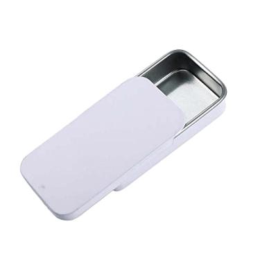 Imagem de Mini caixa de ferro organizadora portátil para casa, caixa de doces, perfume sólido, retangular, lata vazia, estojo para comprimidos (60 x 34 x 11 mm, branco)