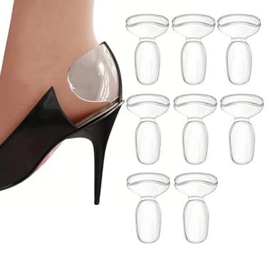 Imagem de 4 pares de pegas macias no calcanhar – almofadas reutilizáveis para sapatos soltos, botas, saltos altos, protetores de bolhas, palmilhas de sapato confortáveis para mulheres e homens, transparentes