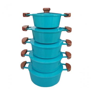 Imagem de Jogo 5 Panelas Alumínio Batido Fundido Cor Turquesa Extang
