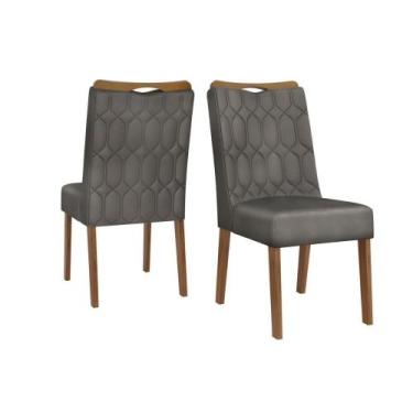 Imagem de Kit 2 Cadeiras Sala Jantar Bia Freijó/Suede Lunar Grafite - DJ Móveis