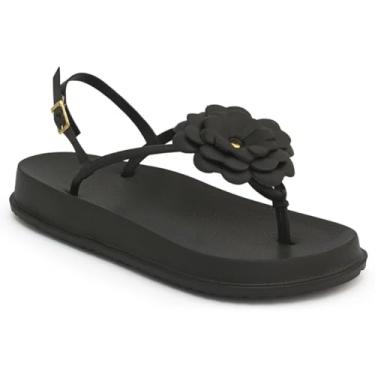 Imagem de Sandália Feminina Flor Nuvem | Leve, Confortável e Antiderrapante (Preto, BR, Adulto, Faixa Numérico, 37, 38)