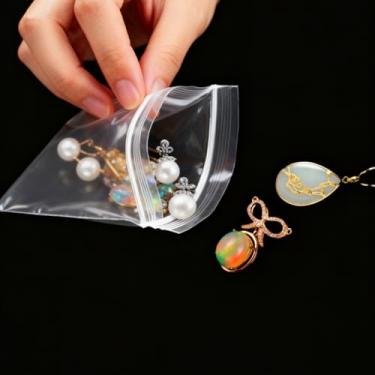 Imagem de Sacos plásticos transparentes PE resseláveis, pacote com 100 sacos plásticos transparentes para comprimidos, contas, parafusos, embalagens, itens pequenos, viagens, suprimentos de artesanato (2,7 x