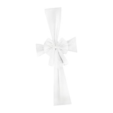 Imagem de IEUDNS Enfeite de Natal com Laço para Guirlanda, Decoração para Ambientes Internos e Externos, Laço Grande para Árvore de Natal, Fita Grande para Amarrar, Branco