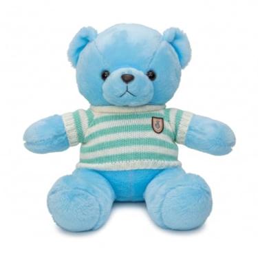 Imagem de Urso de Pelúcia com Blusa Listrada 50cm – Macio, Fofo e Perfeito para Presentear (AZUL)