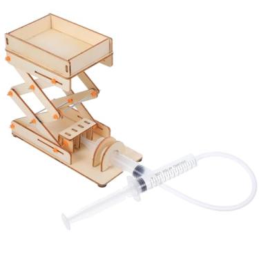 Imagem de PRETYZOOM Mesa de elevação hidráulica educativa DIY modelo para meninos e meninas, brinquedo de tesoura portátil para experimentos científicos, suporte ajustável de laboratório, materiais de madeira