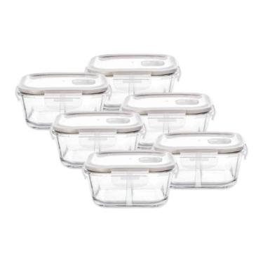 Imagem de Kit 6 Potes De Vidro Borossilicato Herméticos Com Tampa E Divisória 52