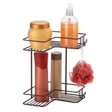 Imagem de Cantoneira Dupla Aço Corten 2 Andares Suporte Porta Shampoo